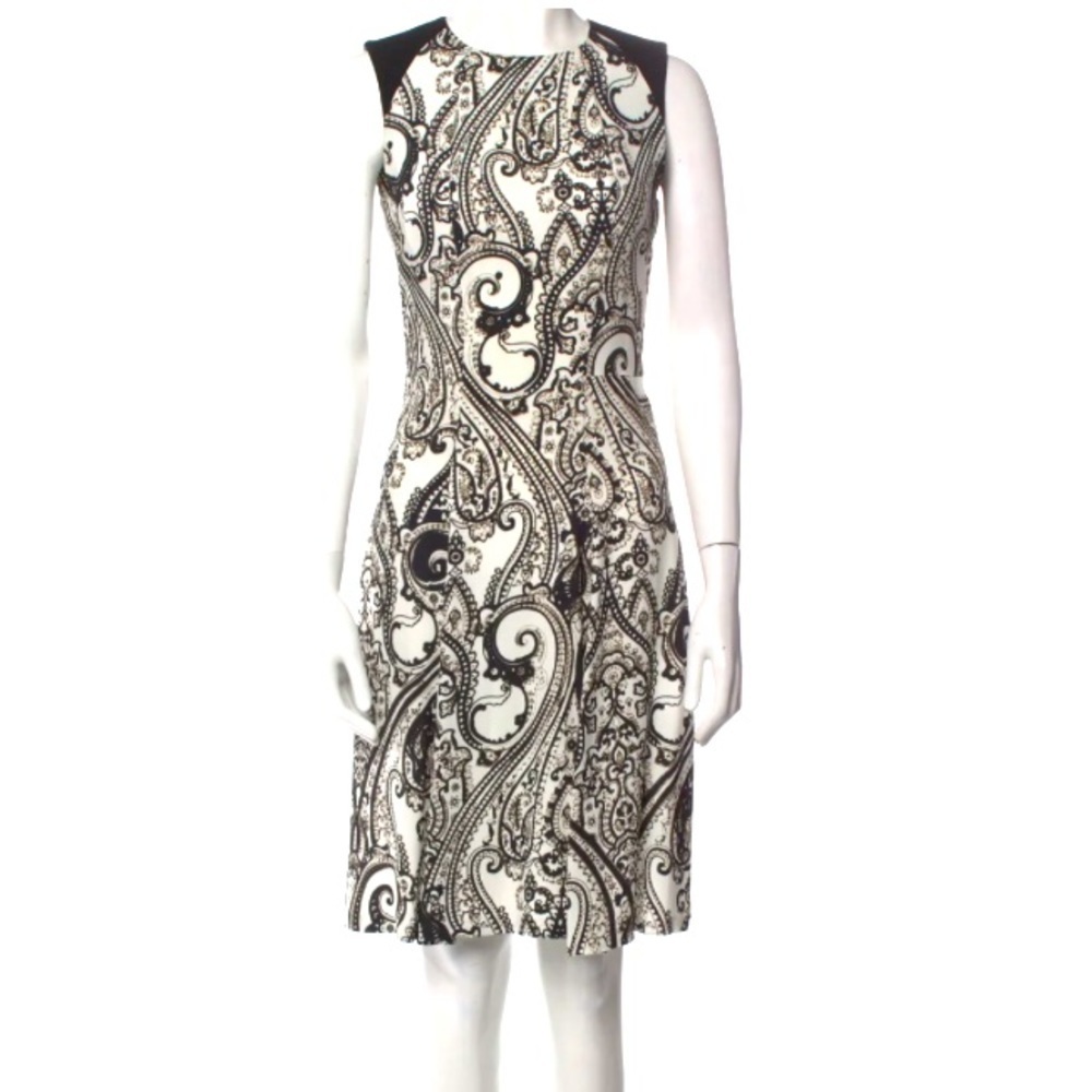 Etro Milano Paisley Black and White Sleeveless Jersey Midi Dress SZ IT 4… - Picture 1 of 10